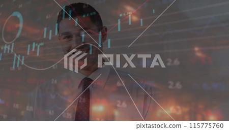 Image of data processing over biracial businessman 115775760