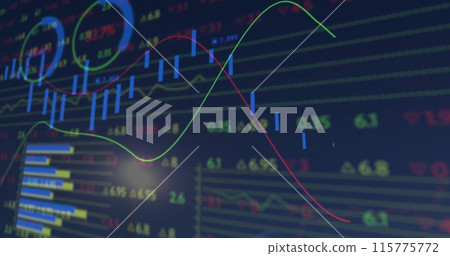 Image of financial data processing over dark background 115775772