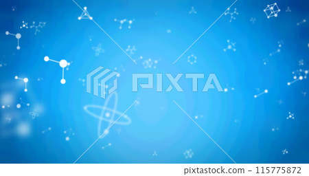 Image of white molecules floating on blue background 115775872