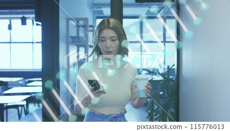 Image of dna strand over biracial businesswoman Image of dna strand over biracial businesswoman 115776013