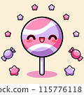 Kawaii Colorful Lollipop and Candy Illustration 115776118