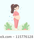 Happy Pregnant Woman Vector Flat Illustration 115776128