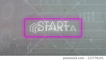 Image of illuminated rectangle, graphs with changing numbers and globe over city Image of illuminated rectangle, graphs with changing numbers and globe over city 115776241