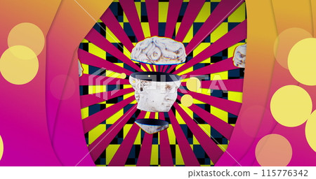 Image of antique sliced head sculpture over abstract background 115776342