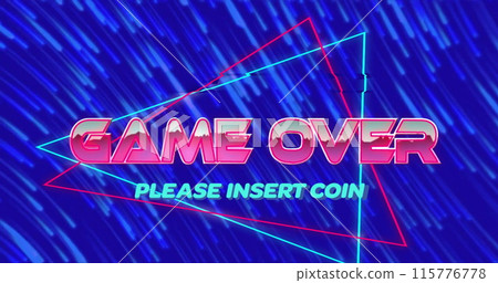 Image of game over text and shapes on blue background 115776778