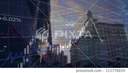 Image of data processing over cityscape Image of data processing over cityscape 115776834