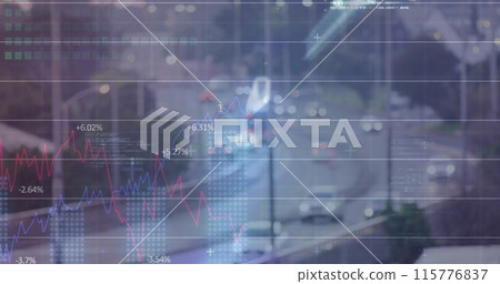 Image of data processing over cars on street Image of data processing over cars on street 115776837