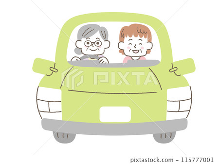 兩位高級女性開車外出插畫 兩位高級女性開車外出插畫 115777001