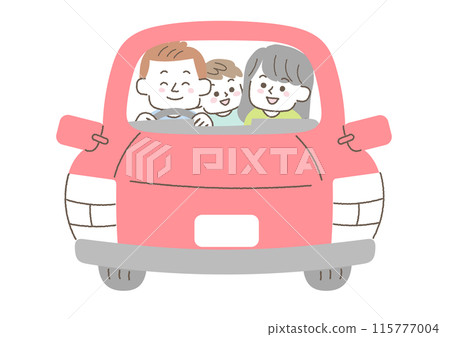 Illustration of a family going out by car Illustration of a family going out by car 115777004