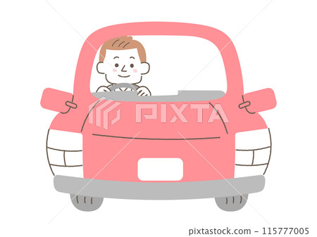 Illustration of a man commuting by car Illustration of a man commuting by car 115777005