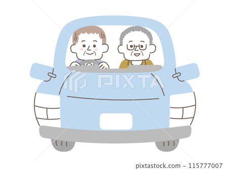 兩個老人開車出去的插畫 115777007