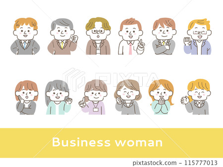 Set of various expressions and poses of business people (upper body) 115777013