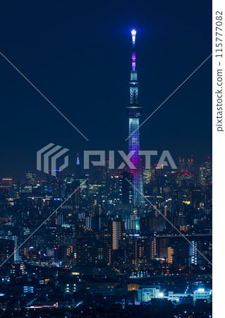 Tokyo night view: View of Tokyo Skytree from the Chiba side Tokyo night view: View of Tokyo Skytree from the Chiba side 115777082