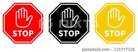 STOP icon 3 color set 115777120