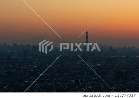 Sunset in Tokyo: Looking towards Tokyo from Chiba Prefecture 115777337