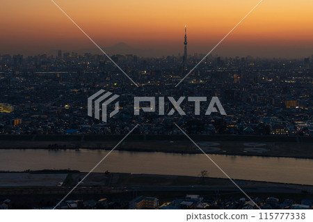 Sunset in Tokyo: Looking towards Tokyo from Chiba Prefecture 115777338