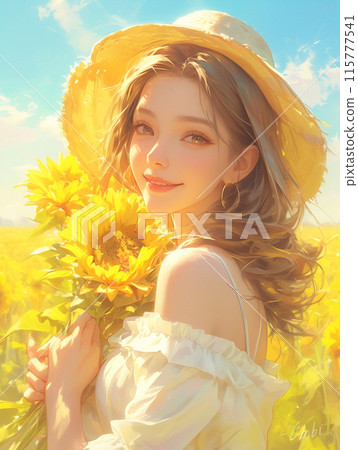 Smile in the sunflower field Smile in the sunflower field 115777541