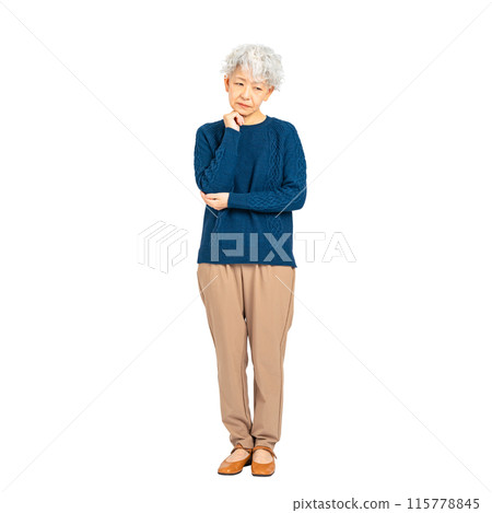 Depressed senior woman - Full body photo PNG with transparent background precisely cut out by hand Depressed senior woman - Full body photo PNG with transparent background precisely cut out by hand 115778845