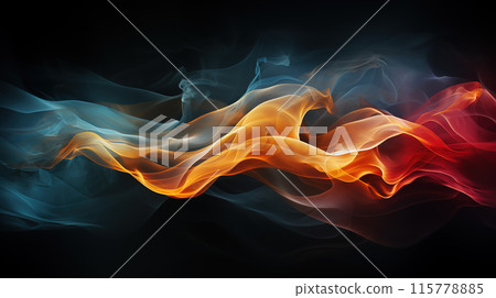 Colorful smoke billowing against a dark background Colorful smoke billowing against a dark background 115778885