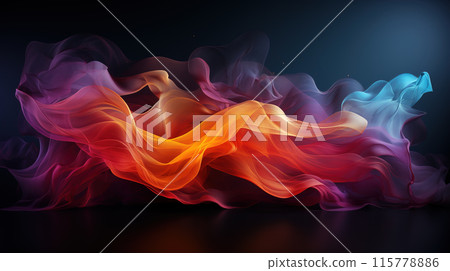 Colorful smoke billowing against a dark background Colorful smoke billowing against a dark background 115778886