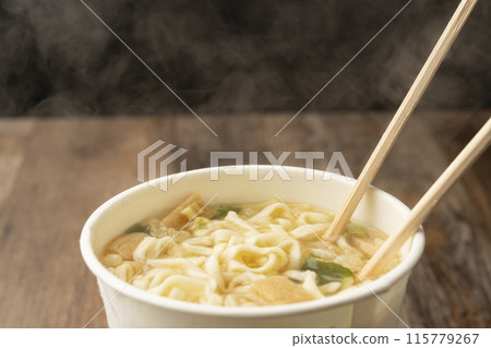 Cup noodles, Kitsune udon, disposable chopsticks 115779267