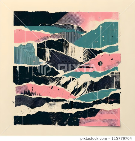 Torn pieces riso design. 115779704