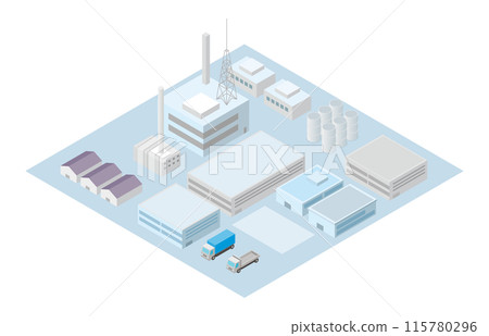 Factory and logistics isometric illustrations 115780296