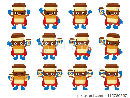 Funny Super Coffee cup, super hero mascot 115780867