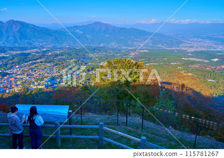 從群馬縣澀川市伊香保町上野山公園的Tokimeki Deck（展望台）東北方向眺望秋天的景色 115781267