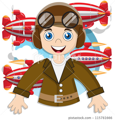 Cute boy is a pilot. Vector illustration. 115781666