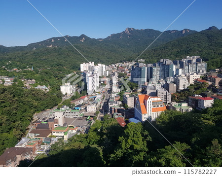 a small house on a construction site 115782227