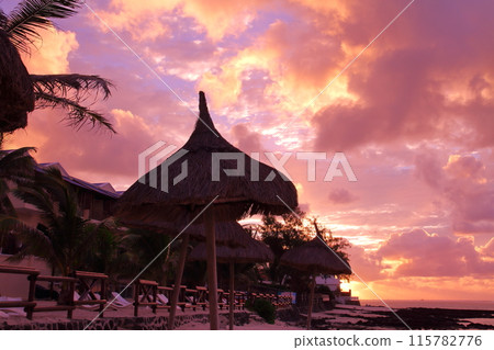 Sunrise from the beach in Blue Bay, located on the southeast coast of Mauritius, an island nation also known as the Lady of the Indian Ocean Sunrise from the beach in Blue Bay, located on the southeast coast of Mauritius, an island nation also known as the Lady of the Indian Ocean 115782776