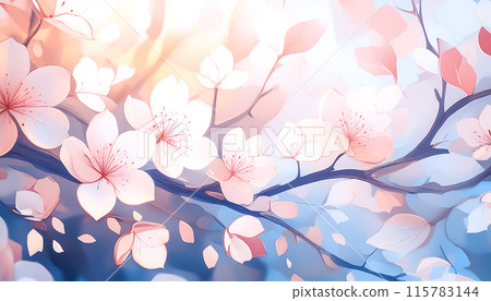 CG background illustration: Landscape illustration with cherry blossoms 115783144
