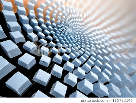 CG background material: Abstract illustration of boxes arranged in a spiral 115783145