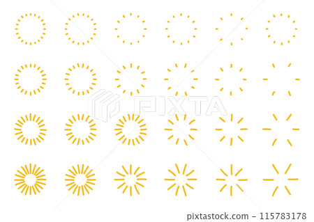 Illustration material: handwritten simple sunburst, starburst, vector, sun symbol Illustration material: handwritten simple sunburst, starburst, vector, sun symbol 115783178