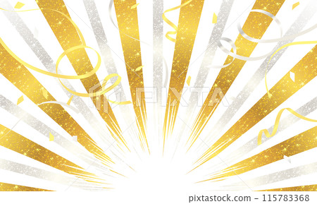 金銀集中線條圖案和紙帶的背景圖 115783368