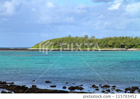 The island nation of Mauritius, also known as the Lady of the Indian Ocean, has a blue sea in Blue Bay, located on the southeast coast. 115783452