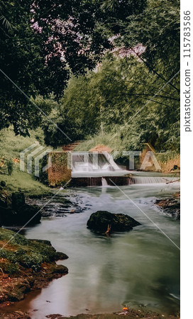 Waterfall in deep rain forest jungle Waterfall in deep rain forest jungle 115783586