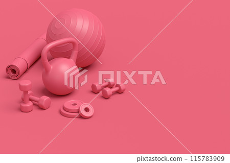 Isometric view of sport equipment like kettlebell, dumbbell and smart watches Isometric view of sport equipment like kettlebell, dumbbell and smart watches 115783909