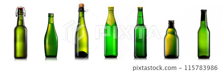 Set of bottle of beer or cider isolated on white background 115783986