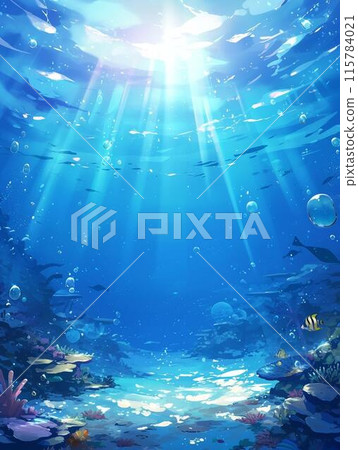 View of the sky from underwater in the ocean 115784021