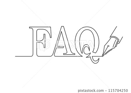 FAQ written in one stroke with a fountain pen 115784250