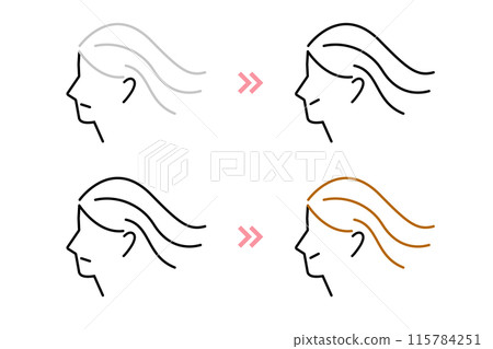 代表女性頭髮染色的圖示集 115784251