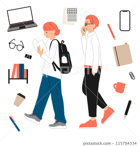 College student illustration set 115784334