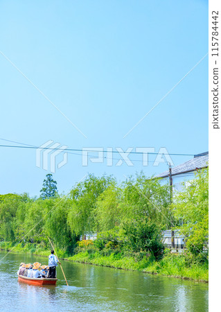 初夏柳川風光 柳川堀割川漂流 福岡縣柳川市 115784442