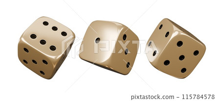 Casino gambling game. Gold luxury dice set. 115784578