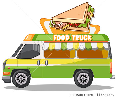 Colorful Food Truck with Sandwich 115784879