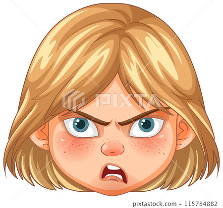 Angry Blonde Cartoon Face 115784882