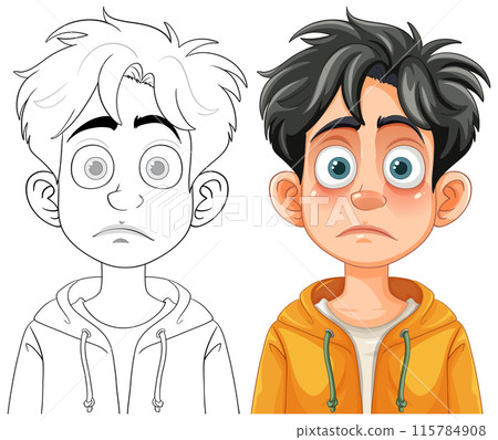 Expressive Boy in Hoodie 115784908