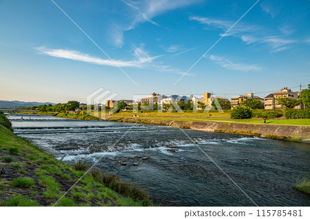 Summer scenery of the Kamo River in Kyoto Summer scenery of the Kamo River in Kyoto 115785481